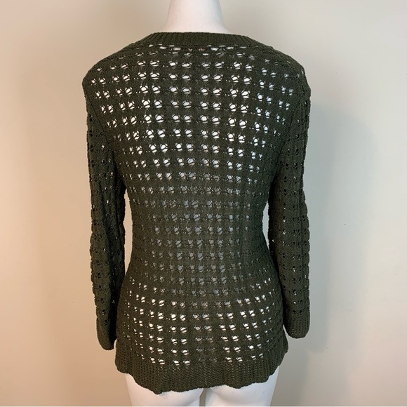 ColdWater Creek Olive Button Front 3/4 Sleeve Sweater- M - Picture 5 of 14